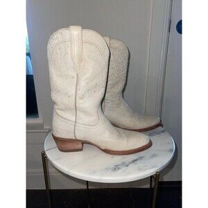 Tecovas “The Chloe” Pearl Ostrich Boots Sz 8.5 B Average